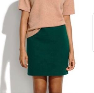 Madewell forest green wool mini skirt